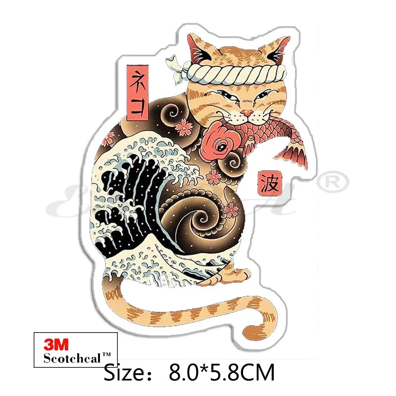 The Great Wave Cats Off Stickers Art Drawing Decorate Stickers for Snowboard Skateboard Lugguage Fridge Laptop Glass