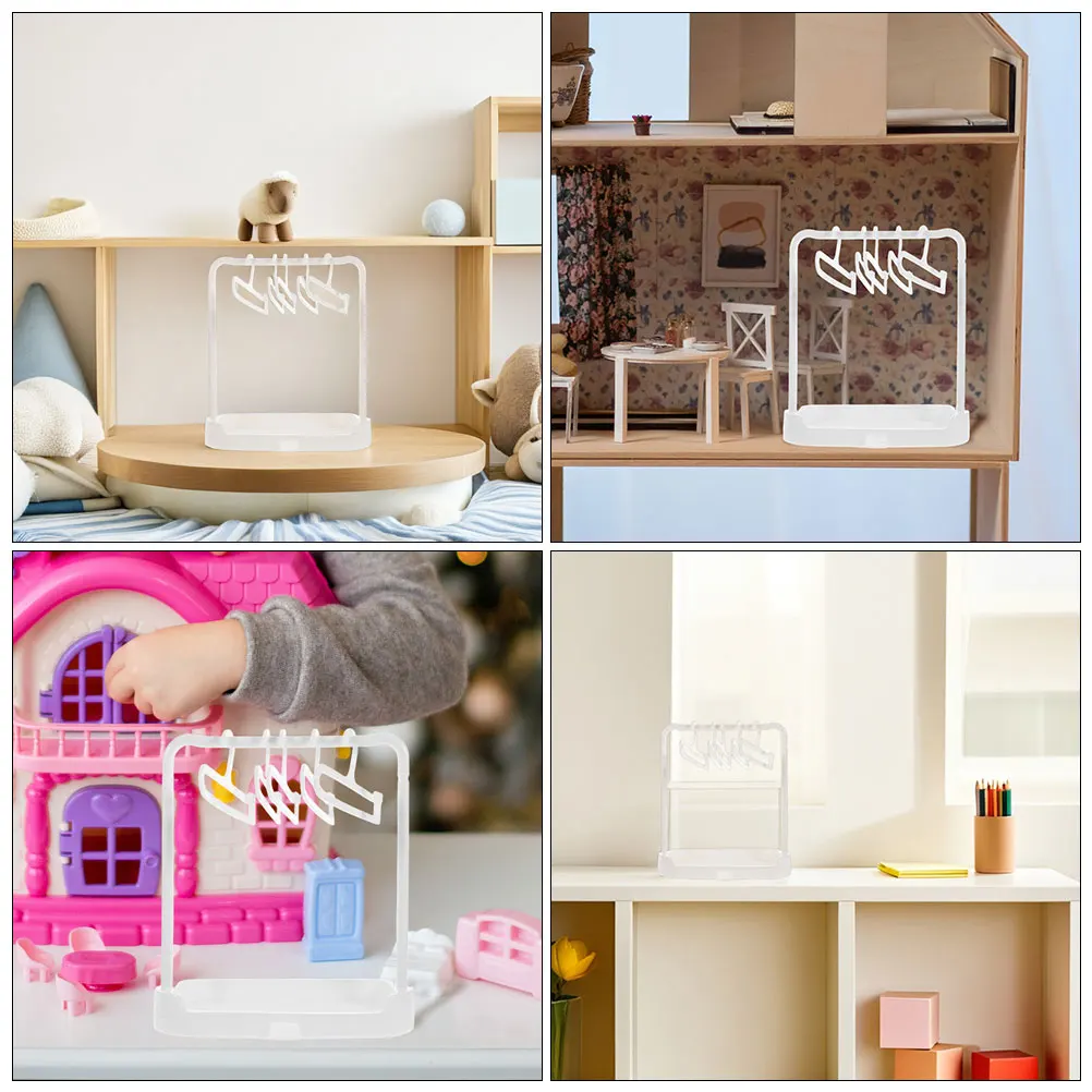 1세트 미니어처 옷걸이 컴팩트 공간 절약형 디자인 휴대용 옷 건조대 의류 정리용