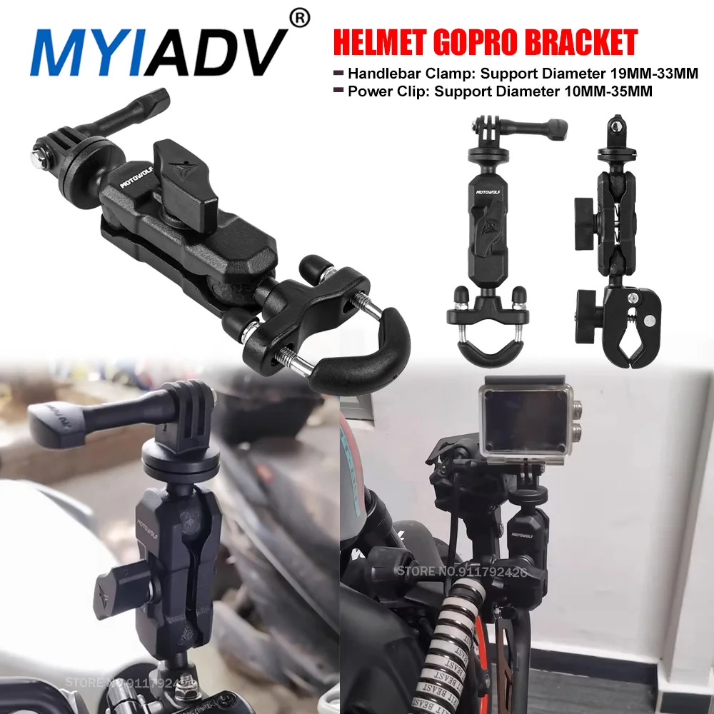 

Universal Motorcycle 360° Rotatable Riding Recorder Gopro Bracket Camera Support Holder Handlebar Mirror Mounting For All Bikes