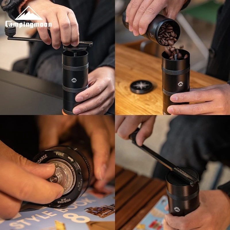 

Кофемолка CAMPINGMOON CC-115-BK из нержавеющей стали с ручным приводом, складная, для кемпинга и приготовления эспрессо на открытом воздухе