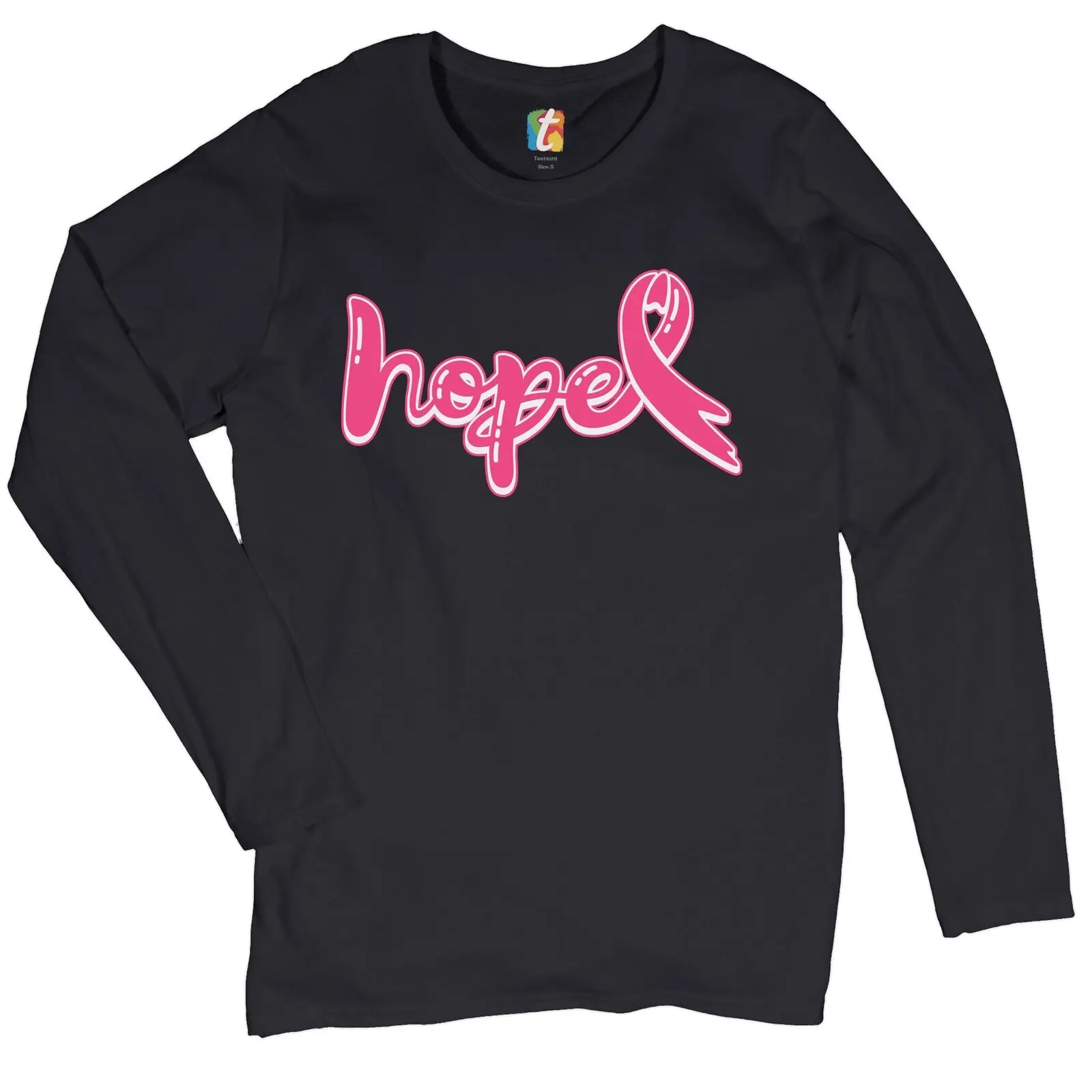 

Hope Pink Ribbon Women's Long Sleeve T-shirt Breast Cancer Awareness Month