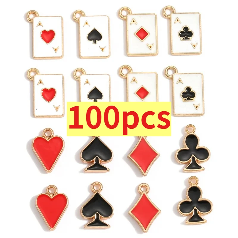 

100 шт. креативных черно-белых подвесок в виде карты «Ас» для ожерелий, серег, браслетов, кулонов, аксессуары для изготовления ювелирных изделий своими руками