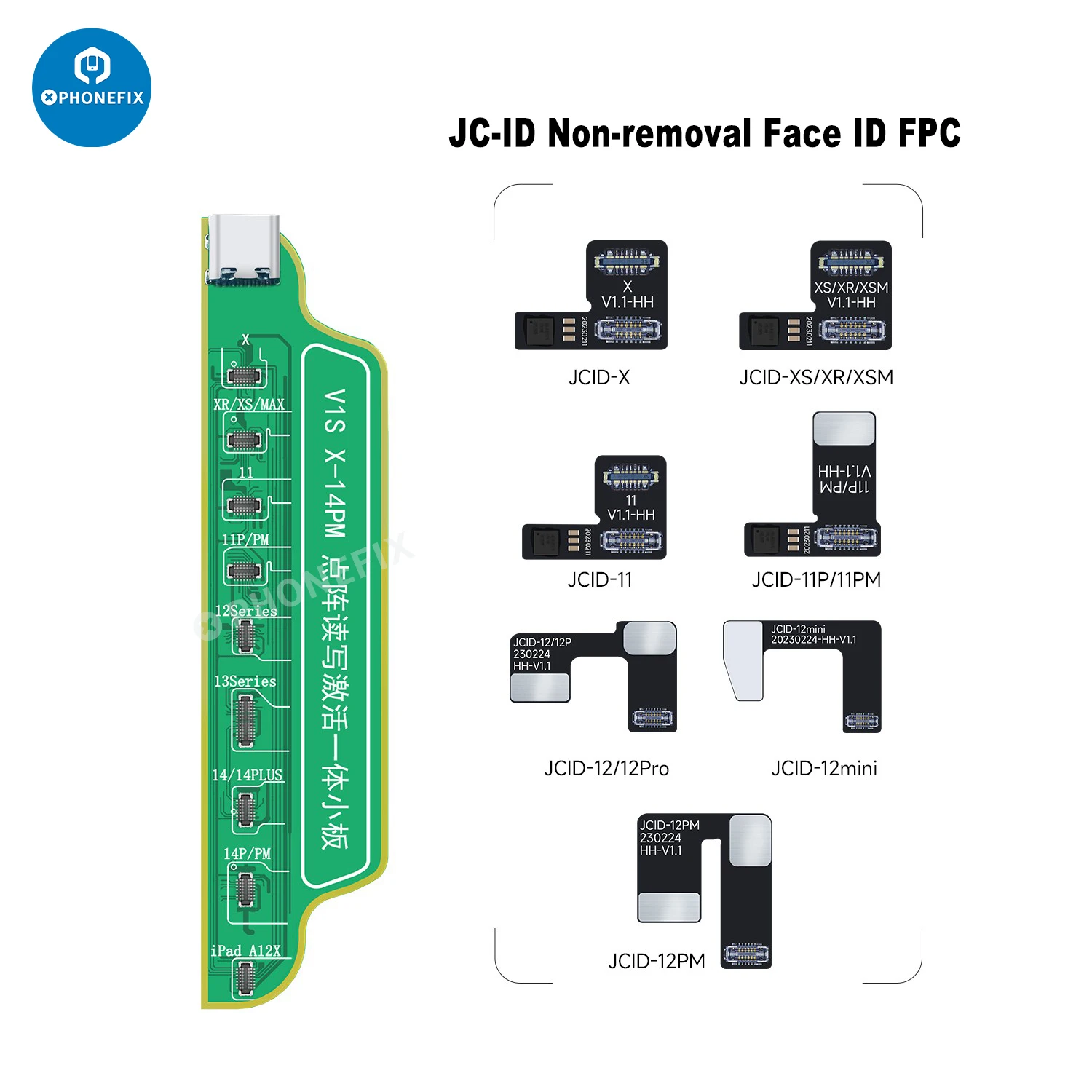 

JCID No Soldering FPC Face ID Cable for iPhone X/XR/XS/11/12/13/14 Face ID Repair JC V1SE Dot Matrix Read and Write Programmer