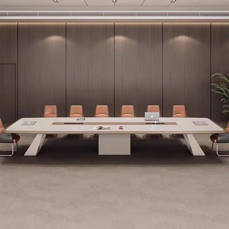 طاولة مؤتمرات راقية، طاولة طويلة بسيطة وحديثة للمكاتب الكبيرة والمتوسطة، طاولة تفاوض للتدريب ومجموعة كرسي #4