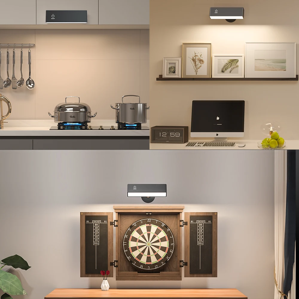 شمعدانات جدارية قابلة لإعادة الشحن مع جهاز تحكم عن بعد 3 درجات حرارة ألوان قابلة للتدوير، مصباح جداري LED بجانب السرير، مصباح مرآة للقراءة المحمول