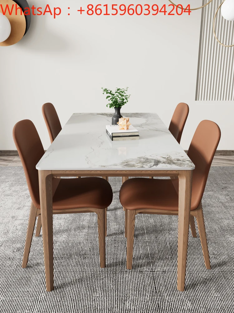 Custom-made imported Italian-style rock table Modern minimalist small-sized household light Nordic pewter solid wood rice table