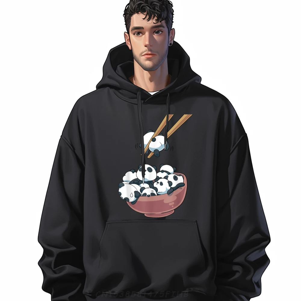 

Japanese Panda Bears Ramen Noodle Bowl Blank Hoodies 100℅ Polyester Fiber Sale Vaporwave