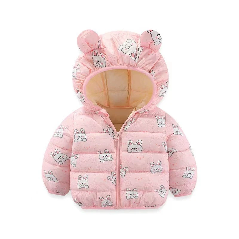 1 2 3 4 5 6 Years Winter Baby Girls Jacket Cute Cartoon Keep Warm Little Princess Coat Hooded Zipper Outerwear New Kids Clothes