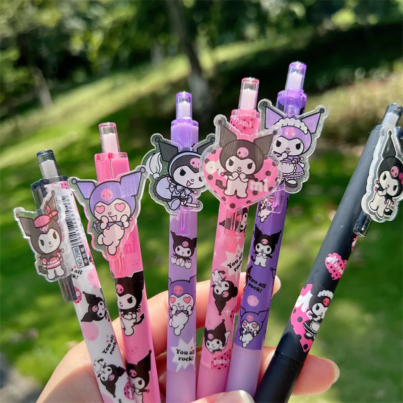 48pcs Mix Cartoon Sanrio Cute Gel Pen Melody Kuromi Hello Kitty Gel Ink Pen Stationery Store Display Box Pen Stationery Set