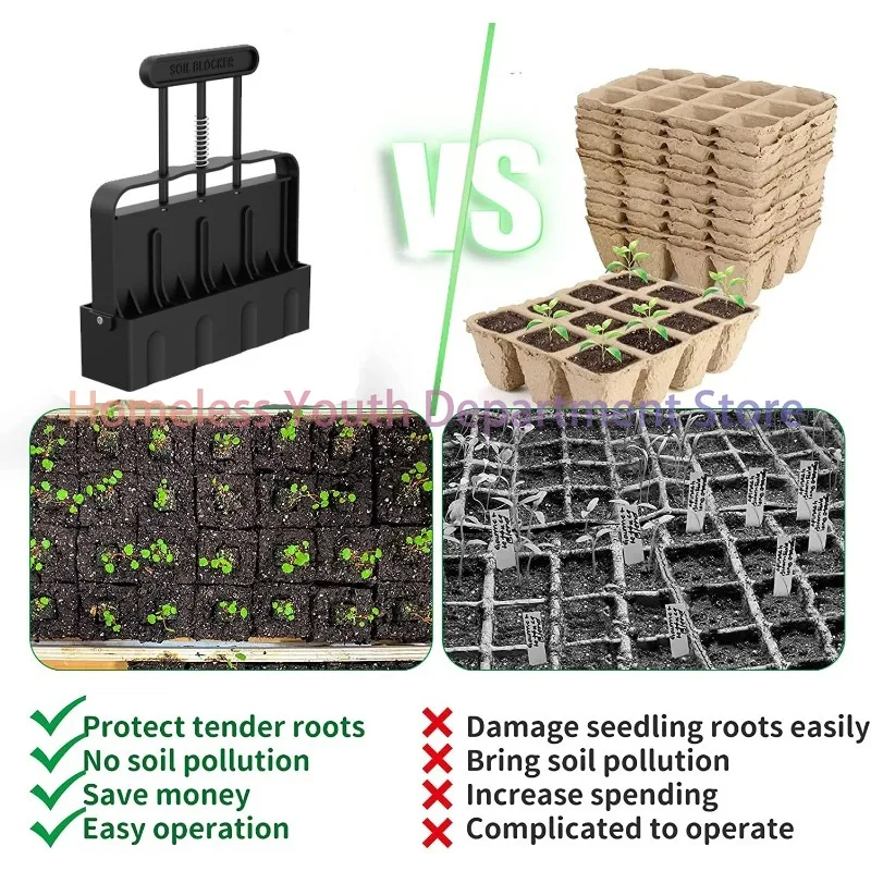 Handheld Seedling Soil Blocker 2-Inch Soil Block Maker for Garden Prep Seedling Production Base Block Making Garden Sowing Tools