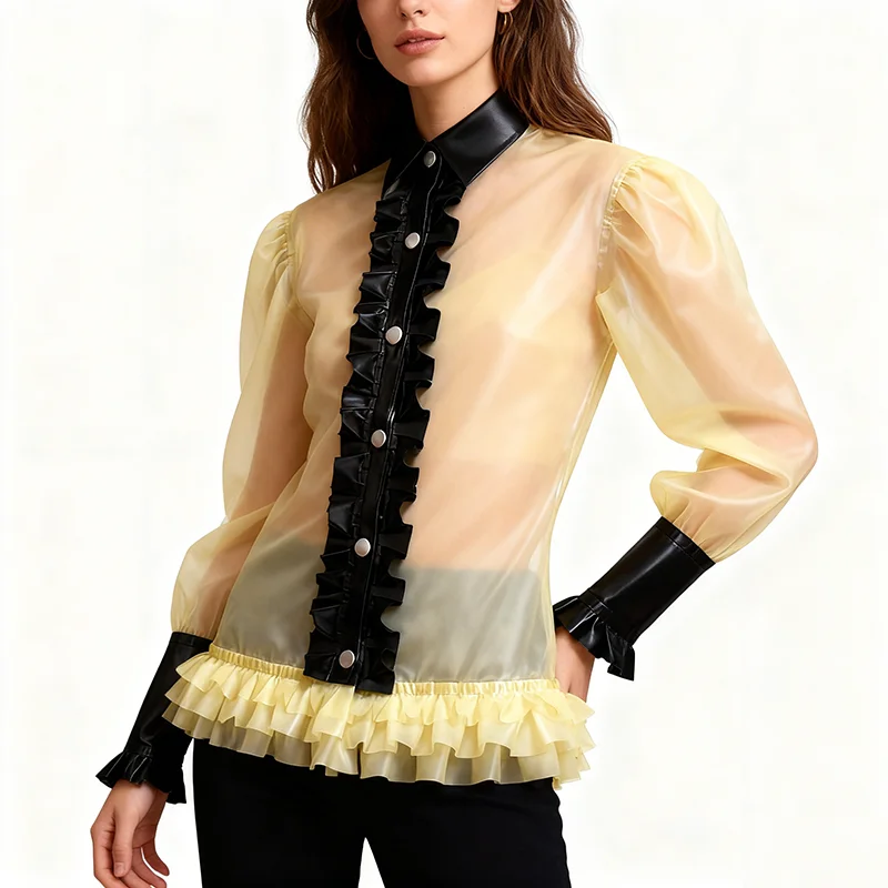 

Костюм из 100% латекса, резиновый, для клубов, на Хэллоуин, для маскарада, ручной работы, с кружевной рубашкой, прозрачный и черный