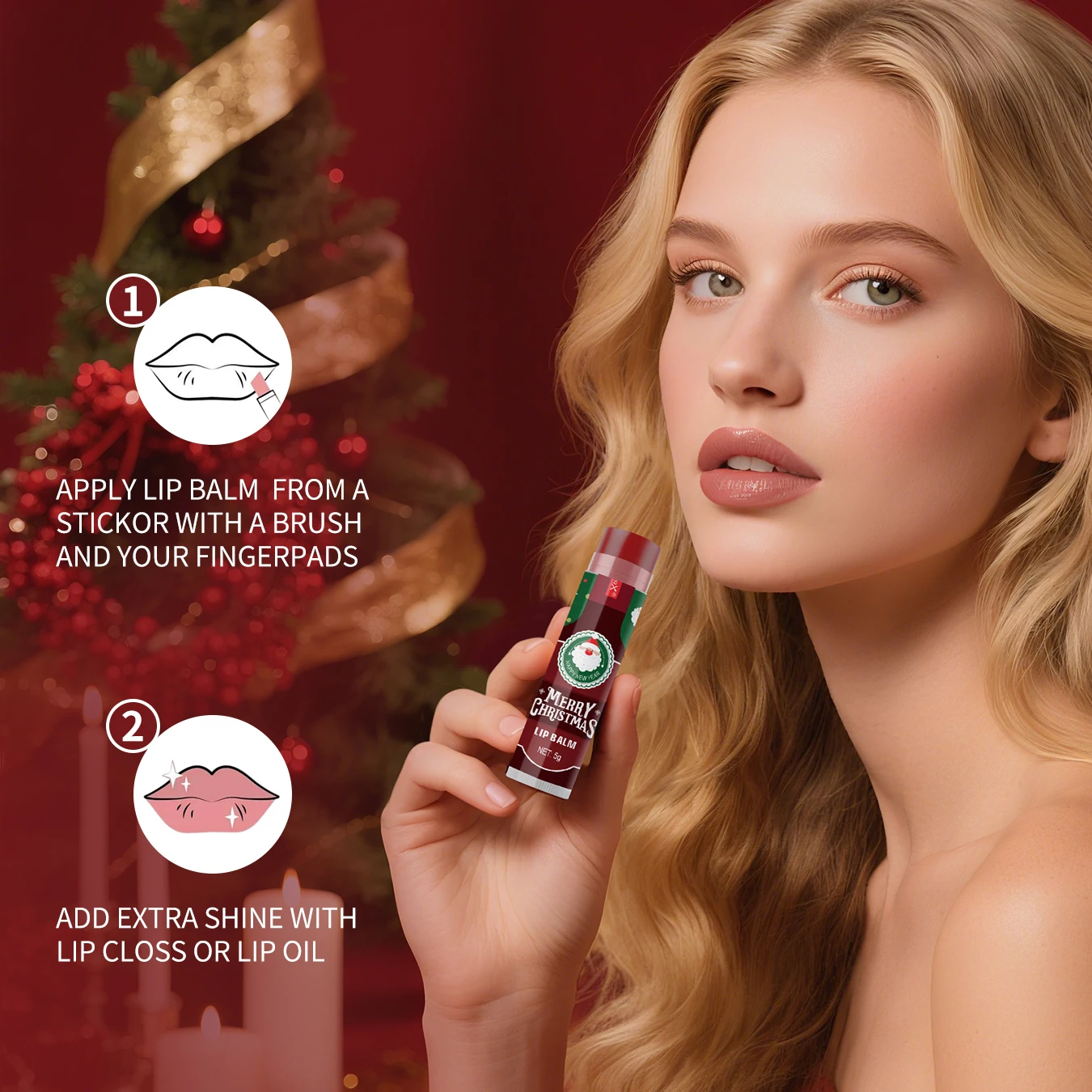 مجموعة أحمر شفاه ملون مكونة من 8 قطع - نبيذ أحمر ساخن لعيد الميلاد بطعم دائم ومرطب وبريق زجاجي #5