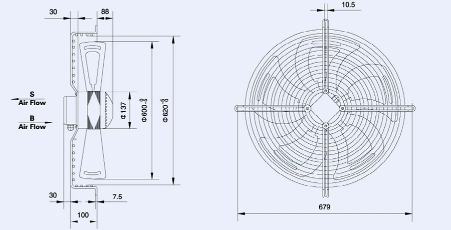 External Rotor Motor YWF4D 500 550 600 630 S Cold Storage Refrigeration Unit Motor