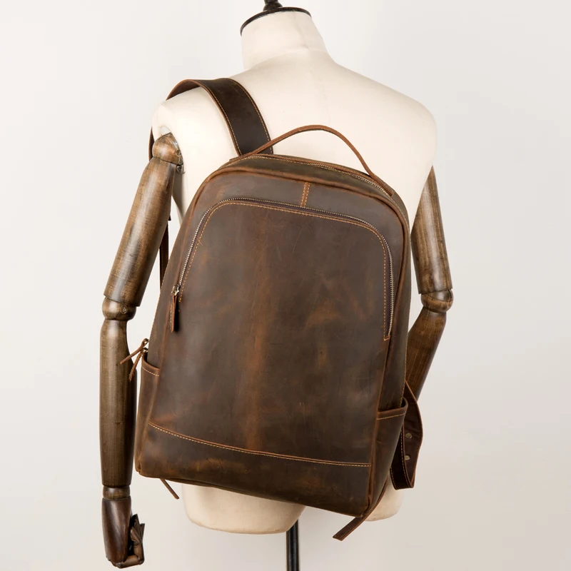 

Genuine Leather Laptop Backpack Handmade Vintage Rucksack Men Business School Book Daypack Designer Weekend Shoulder Bag