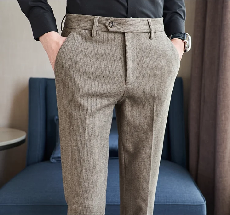 Autumn Winter Woolen Cloth Thickened Suit Pants High Quality Men Business Slim Trousers Formal Wear Office Social Dress Pants - Image 6