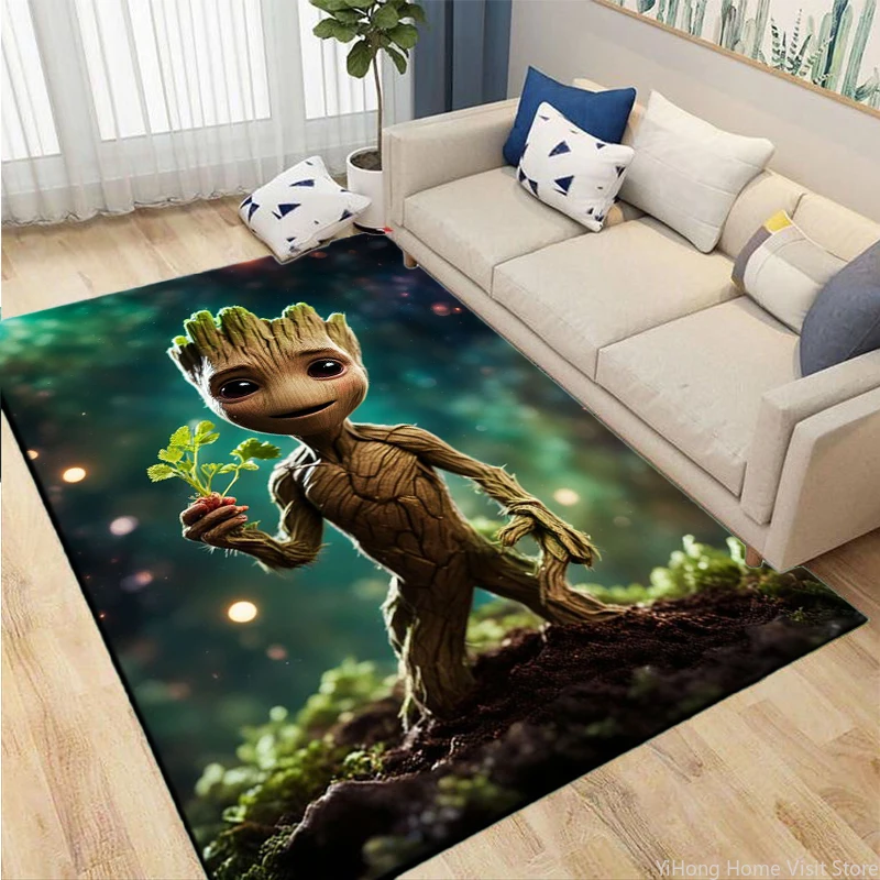 Disney Cartoon I Am Groot Large Area Rug Carpet Home for Living Room Children Kids Bedroom Sofa Doormat Floor Non-slip Mats