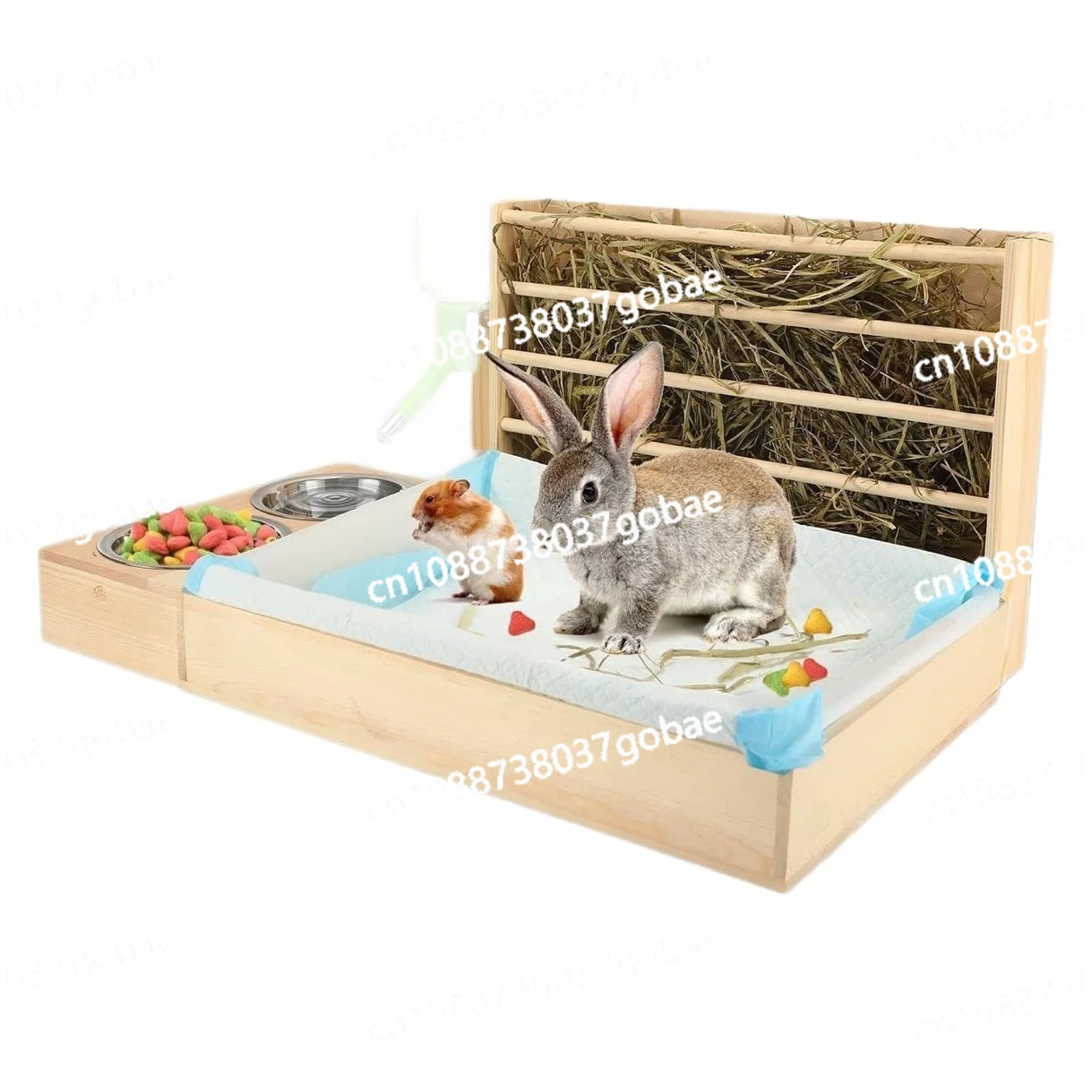 

Solid wood feeder Anti-overturning grass feeder Large capacity rabbit