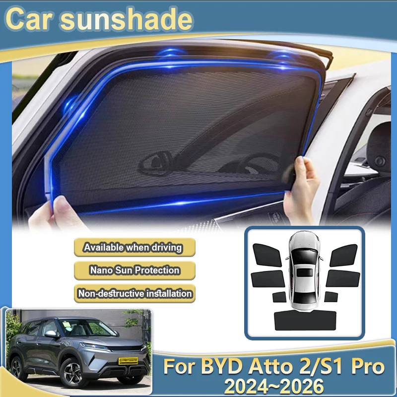 

For BYD Yuan Up Accessories Atto 2 S1 Pro 2024 2025 2026 Car Sun Visor Mesh Sunshade Curtain Light blocking Privacy Auto Parts