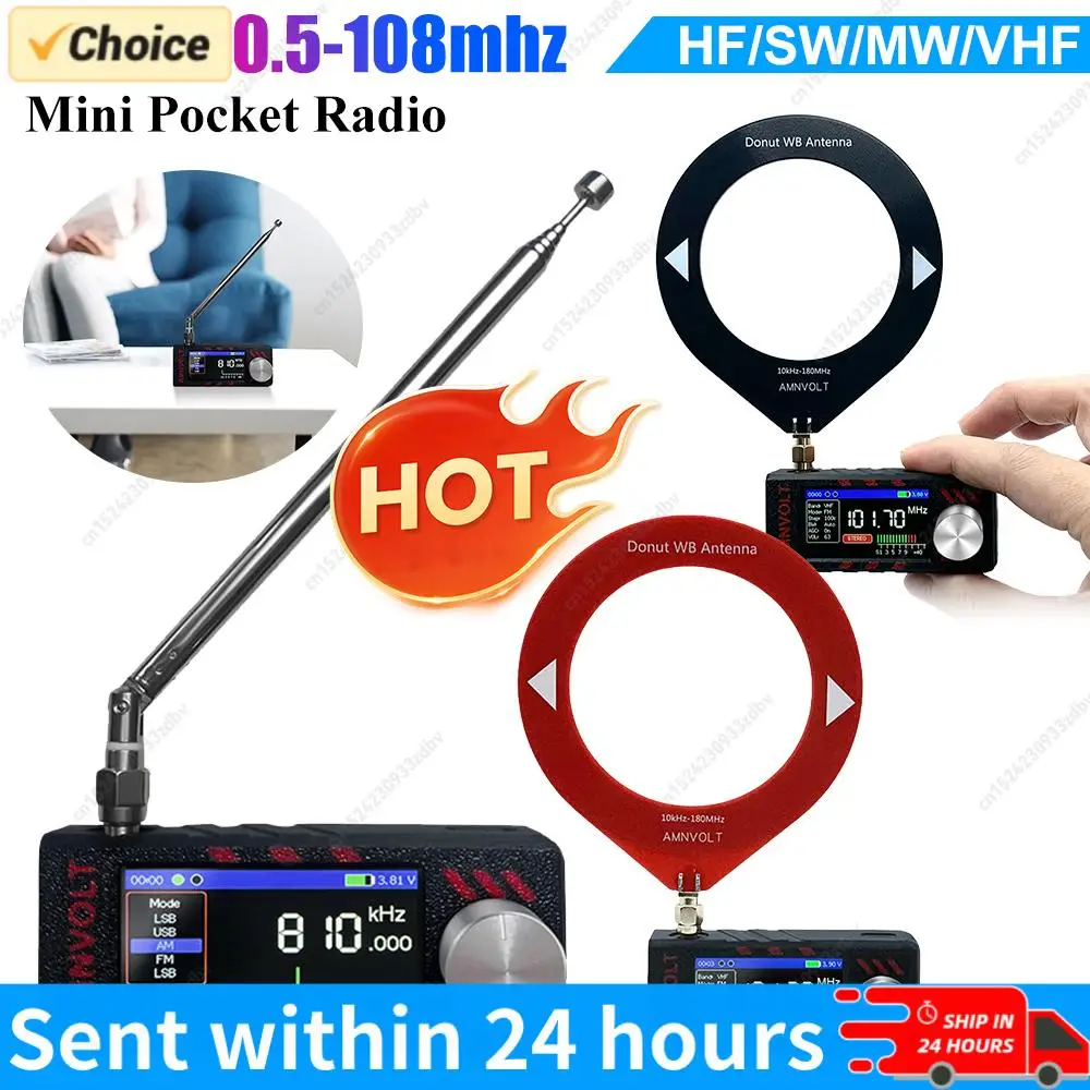 

SI4732 0.5-108mhz LSB USB AM FM FM/AM Radio 1.9inch IPS Screen HF SW MW VHF Radio with Antenna All Band Radio Receiver