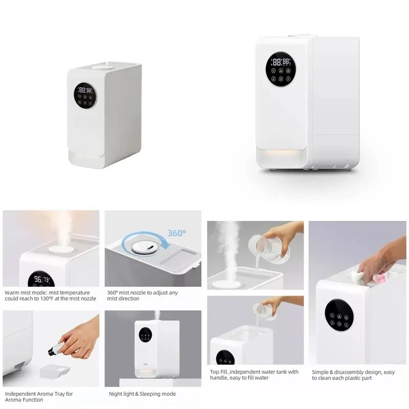 Smart Wifi Warm and Cold Fog 6.5L Mixed Aroma Purifier Diffuser Air Humidifier with LED Light for