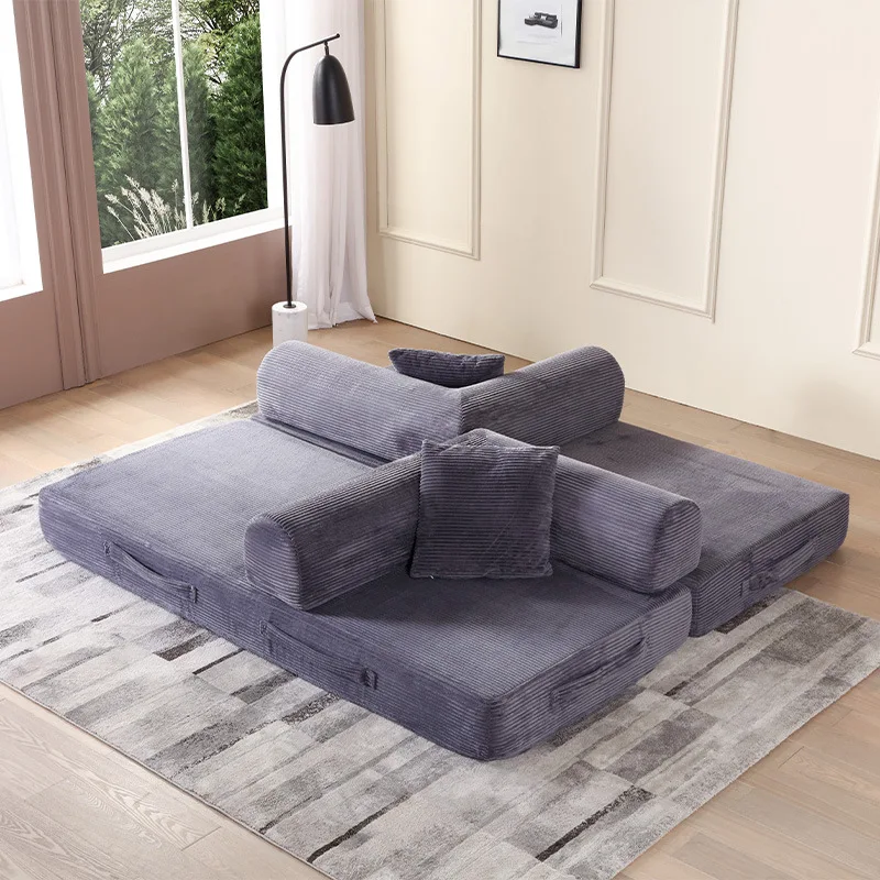 High-density sponge compression sofa small apartment three-person corduroy sofa bed living room cross-border export