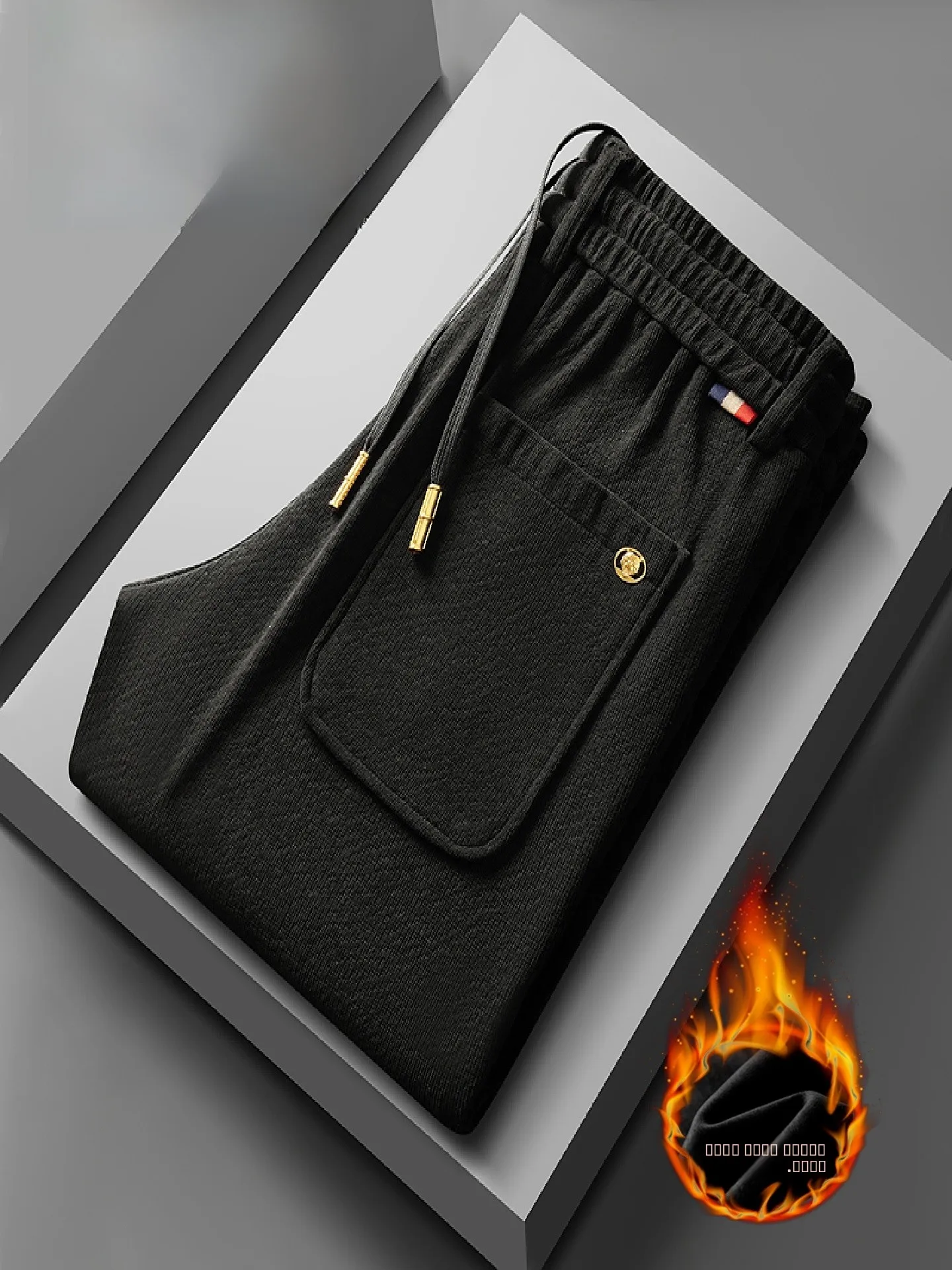 

TUCANO High-End Dstring Casual Pants Men's Autumn Winter Loose Straight Elastic Busin Luxury Warmth Heating Long Trousers