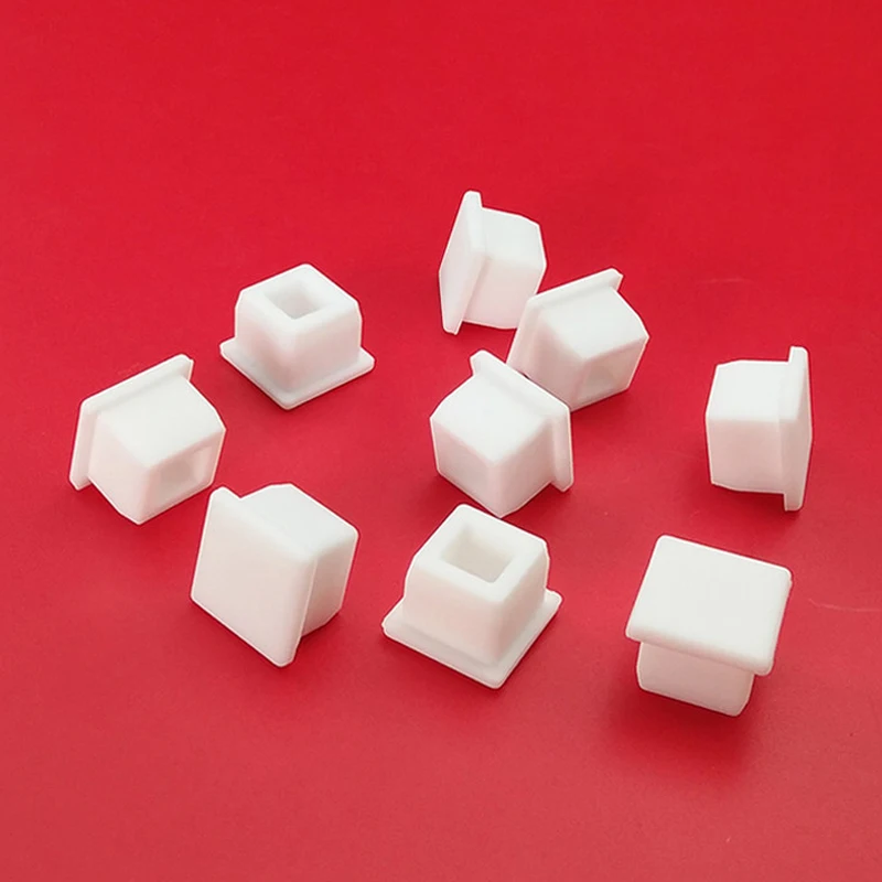 White Square Silicone Rubber End Caps 6.6mm~60.6mm T Type Blanking Plug Tube Seal Stopper Square Sealed Gasket Stopper