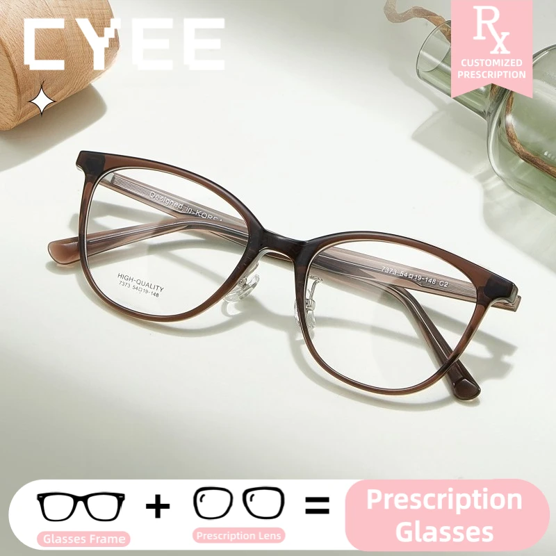 

CYEE Clear Vision Photochromic Myopia Eyeglasses Comfortable Fit Anti Blue Ray Glasses Women Custom Prescription Optical Eyewear