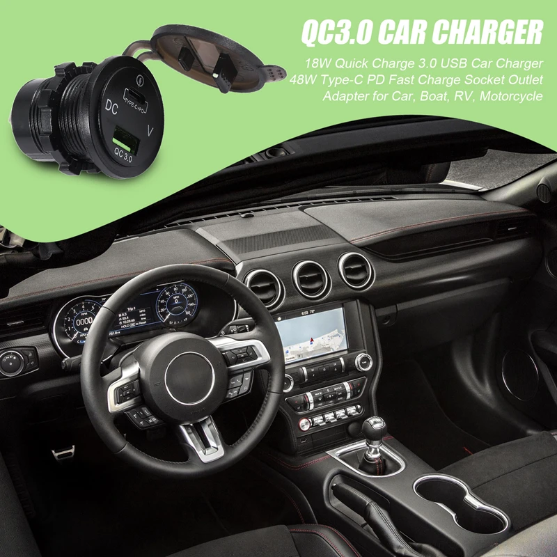

B0a-t18W Автомобильное зарядное устройство Quick Charge 3.0 USB 48 Вт Type-C PD Адаптер розетки для быстрой зарядки для автомобиля, лодки, автофургона,