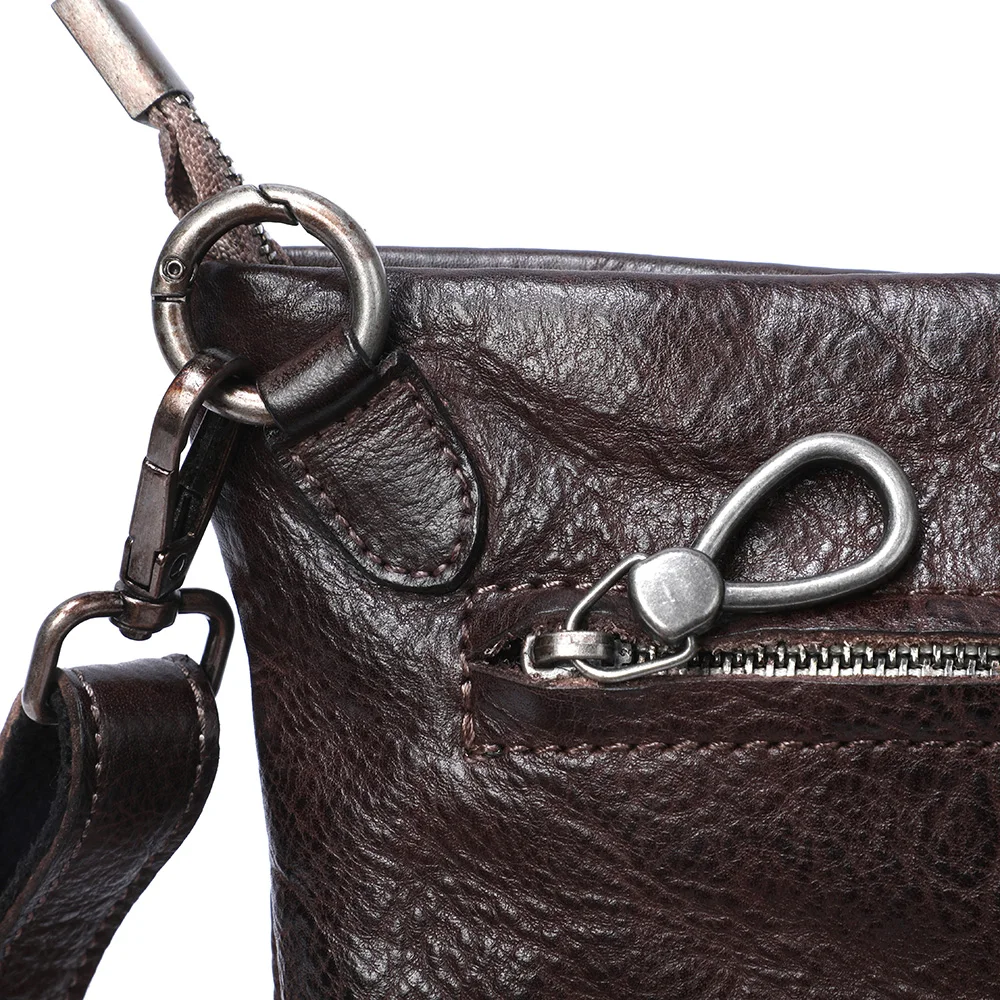 Echte Leder-Umhängetasche für Herren, Clutch-Tasche, modische Brusttasche aus Rindsleder, pflanzlich gegerbtes Leder, handgefärbt – Detail 20