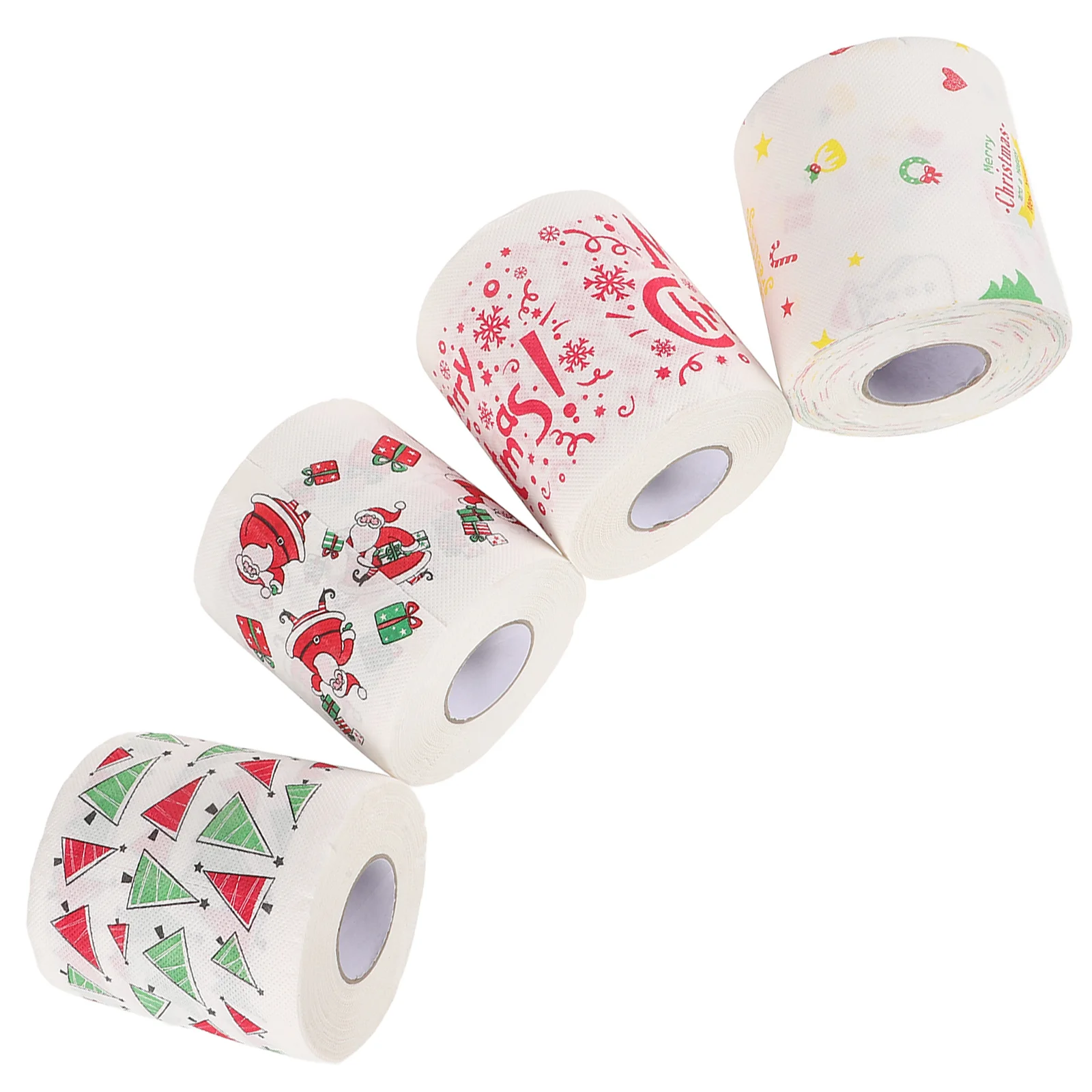 4 rollos de papel higiénico navideño de doble capa, grueso, Feliz Navidad, divertido Papá Noel, fiesta navideña, decoración de baño