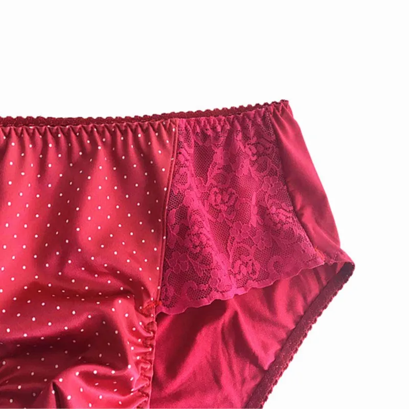 Red Underwear Mens Small Dot Lace Sissy Panties Soft Fabric Floral Low Rise Stretchy Erotic Lingerie Sexy Gay Men Panty - view 5