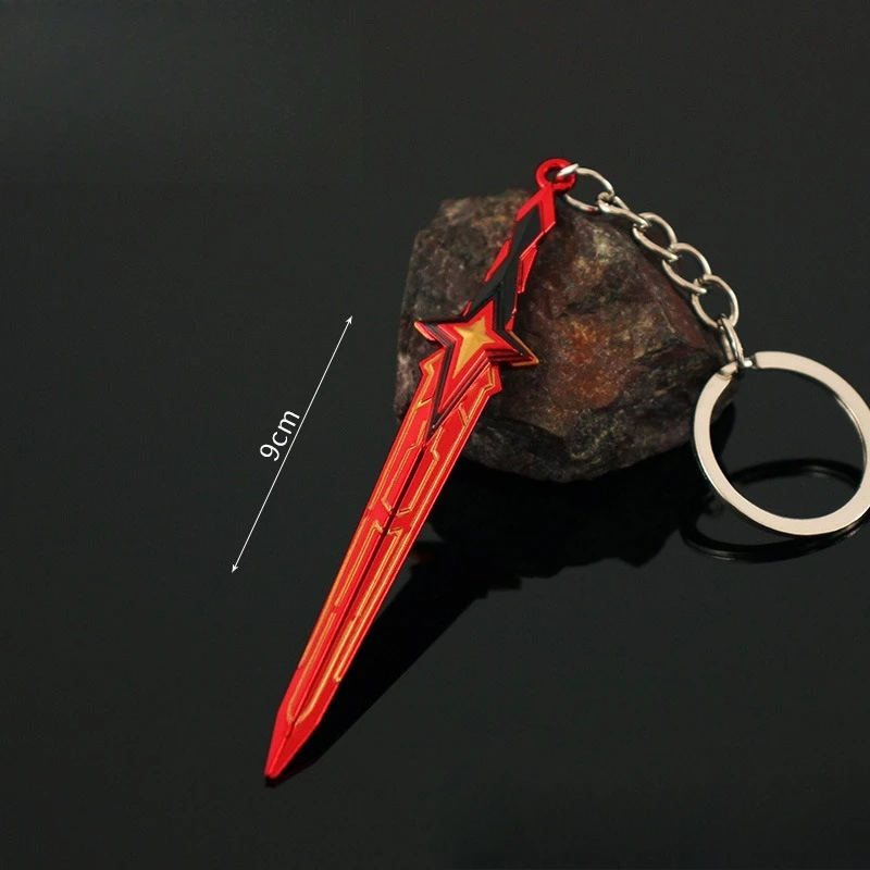 9 cm Valorant Mini Comet Schwert Waffen Modell Spiel Peripherie Metall Schlüsselanhänger Rucksack Anhänger Desktop Sammlerstück Ornament Junge Spielzeug