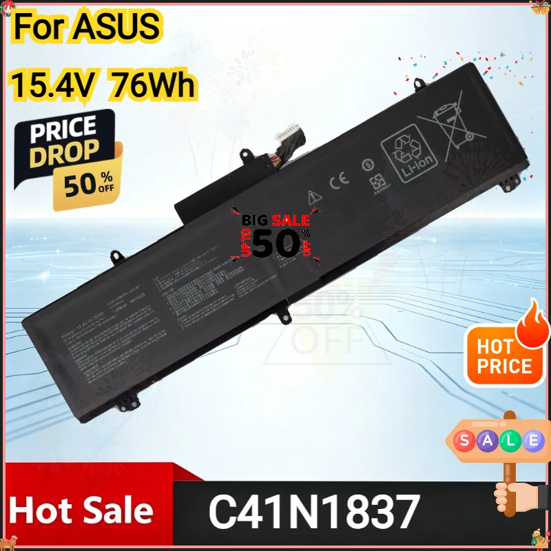 New C41N1837 76Wh Laptop Battery for ASUS ROG Phantom 15 GU502G GX502GW GU532GV GA502GU GA502DU GU502LW Notebook 0B200-03380100