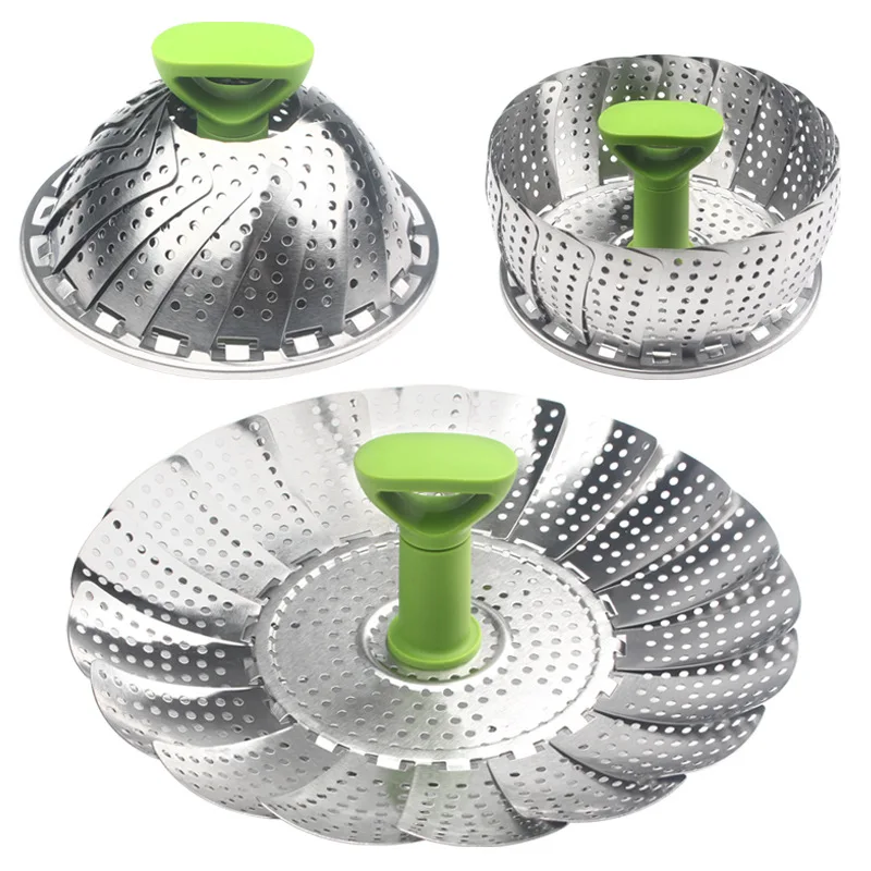 9 Inch Stainless Steel Expandable Steamer Rack, Foldable Multifunctional Tray with Handle Mini Fruit Plate