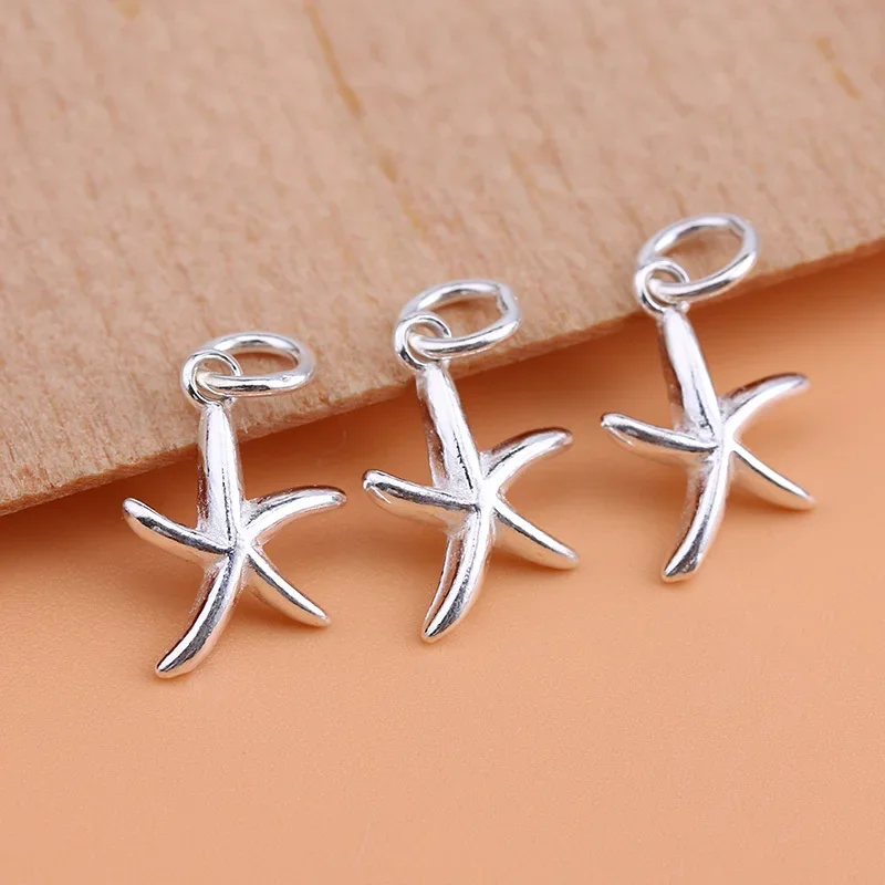 S925 Sterling silver Starfish Pendant Korean fashion popular accessory bracelet necklace material jewelry women