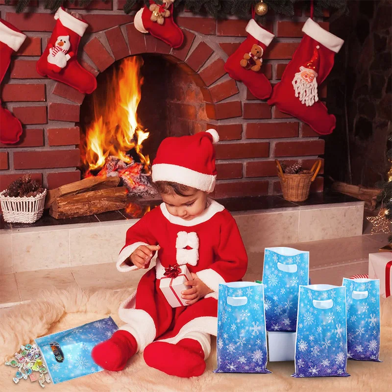 20/50 stücke Schneeflocke Party Süßigkeiten Geschenk Taschen Weihnachten Cookie Snack Verpackung Tasche Kinder Geburtstag Partei Liefert Neue Jahr Dekoration – Detail 3