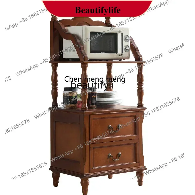 

D178 H American Retro Storage Cabinet Solid Wood Microwave Oven Cabinet Oven Printer Sofa Side Cabinet