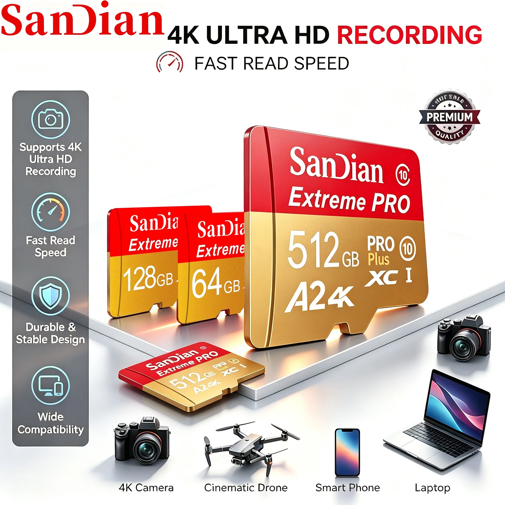 Super Fast TF Cards 256GB 32GB Micro TF SD Card 512GB Memory Card 64GB SD Cards for Drone/Laptop/Baby Monitor/Car Camera/Toy