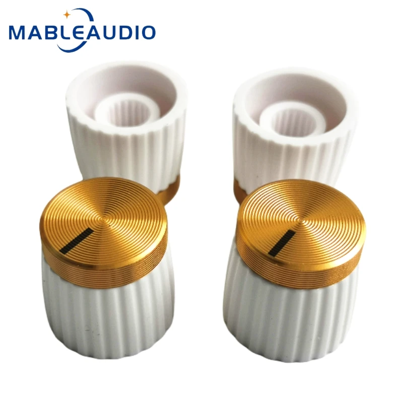 2 Stück 16x15mm Gitarren effektor Audio verstärker Ton knopf Gold und Silber Aluminium kappe 18t d-förmiger Griff mit innerem Kupfer teil – Detail 4