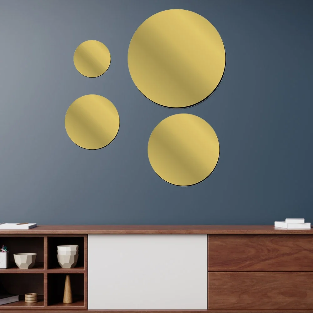 10-30cm Round Mirror Stickers Self Adhesive Bedroom Ornament 3D Acrylic Mirror Wall Decals Decoration DIY Small Circle Sticker