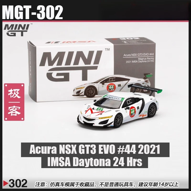 1-64-302-1-64-アキュラ-nsx-gt3-evo-44-2021-imsa-デイトナ-24-時間レース、合金グランドフィナーレミニチュアシミュレーションカーモデル、