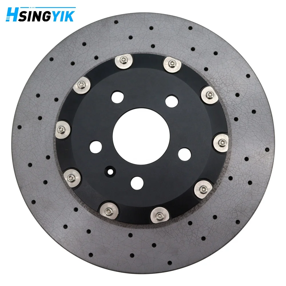 Wholesale Factory Price High Performance Drilled Slotted Aluminum Rear 330mm22mm Carbon Ceramic Brake Disc For Audi RS4 B9