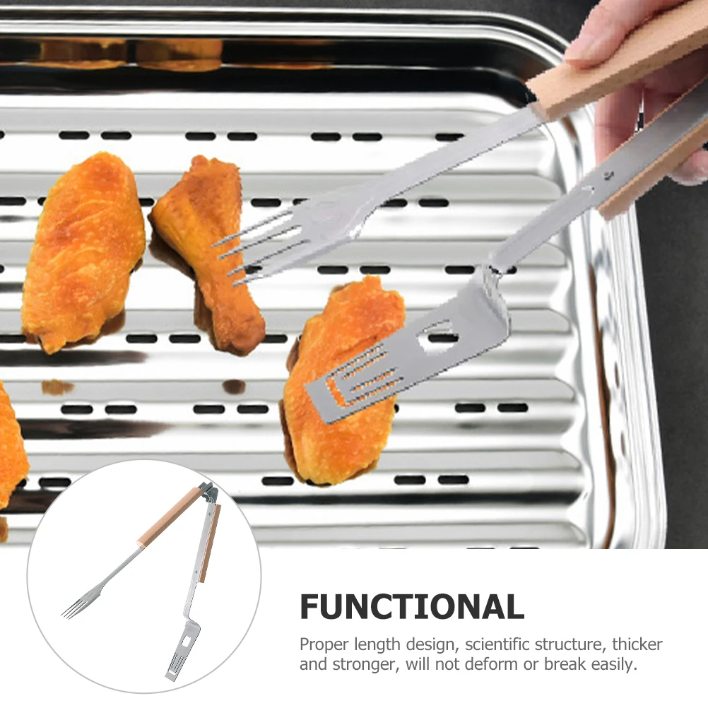 

Stainless Steel Bbq Tongs Kitchen Cooking Clamp For Grilling Steak Salad Pasta Baking Outdoor Barbecue Tools