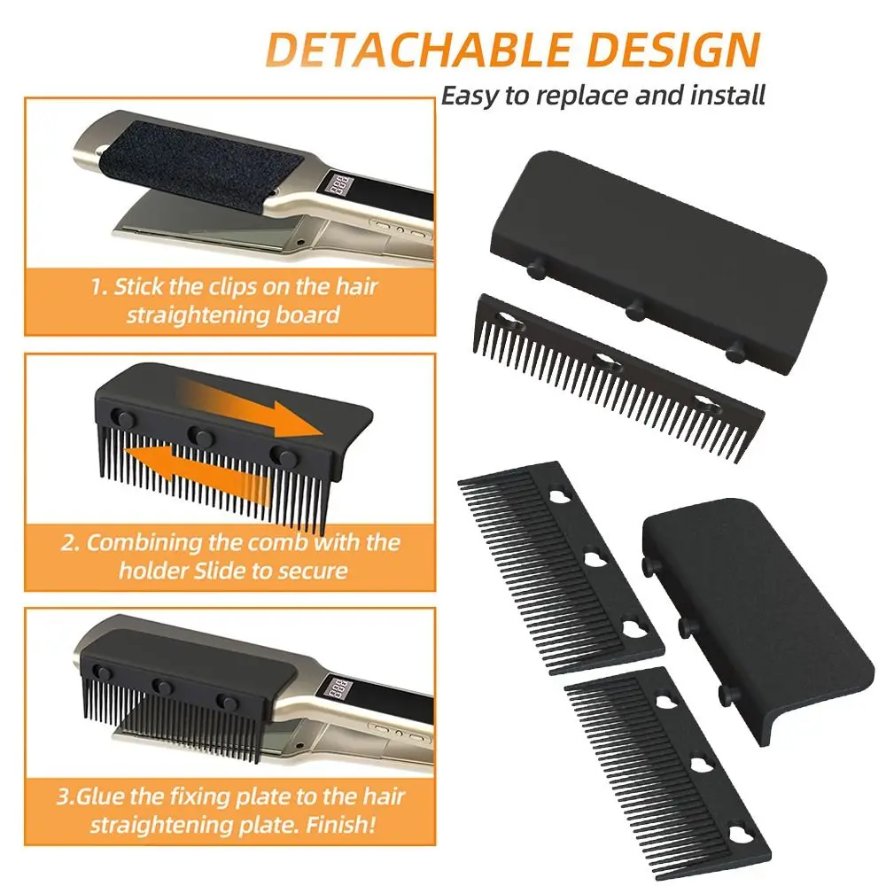 Hair Straightening Flat Iron Comb Attachment Clip On Disassemble Nimble Comb V Type Washable Grip Comb Travel and Home