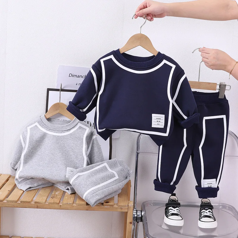 Children\'s Clothes Sets Spring Autumn New Boy Girl Suit Kids Clothing Infant Long-Sleeved Top Pants 2Pcs Set Casual Outfit 2-6Y