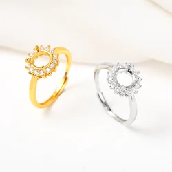 Ring Blank Prong Settings 4 Claws CZ Jewelry Base Mounting for Round Cut Faceted Gemstones DIY Handmade Wedding Ring Making 2Pcs