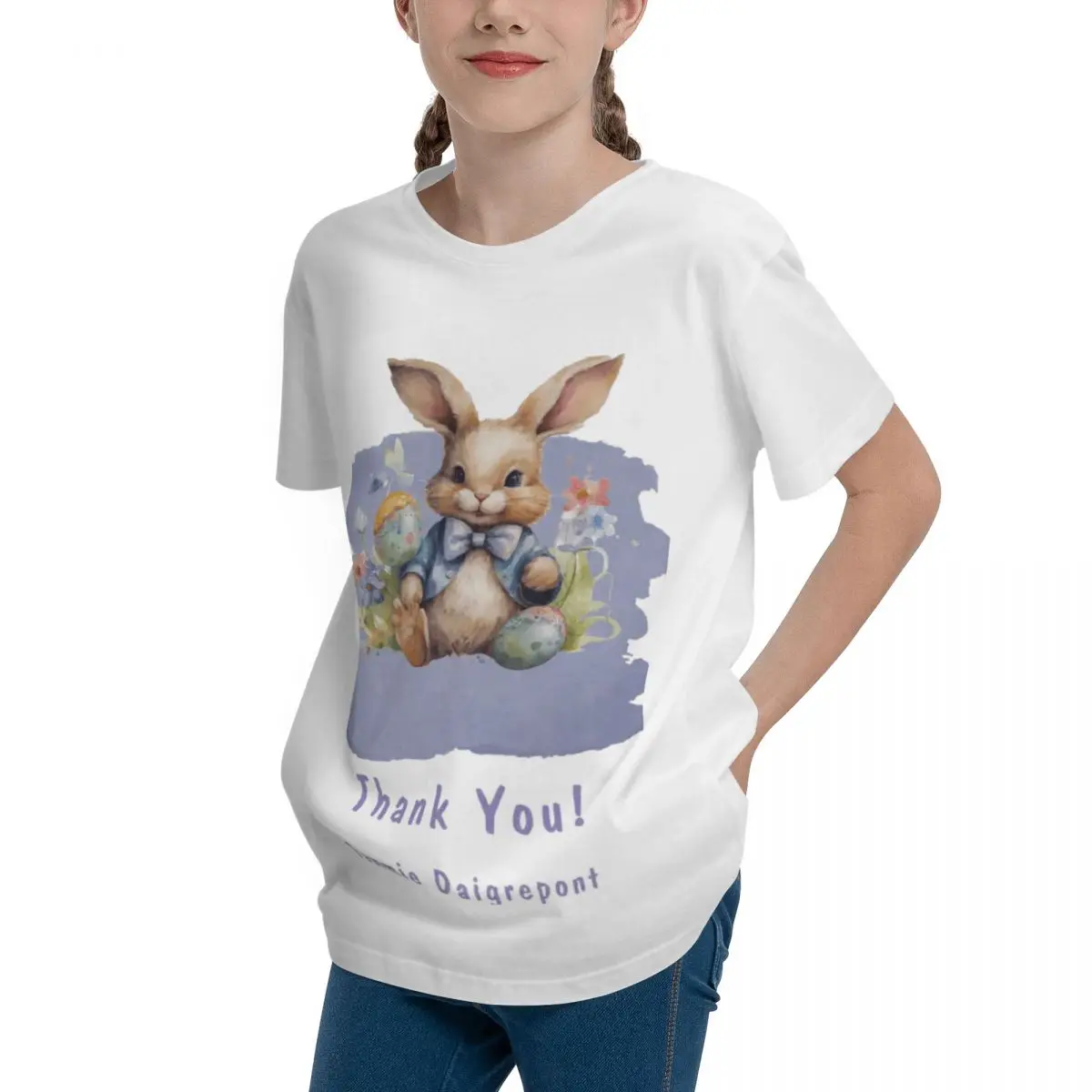 Teeanger Basic Short Sleeve T-Shirt Purple Tan Easter Bunny Baby Shower Top quality T-shirts Vintage Novelty Adolescents