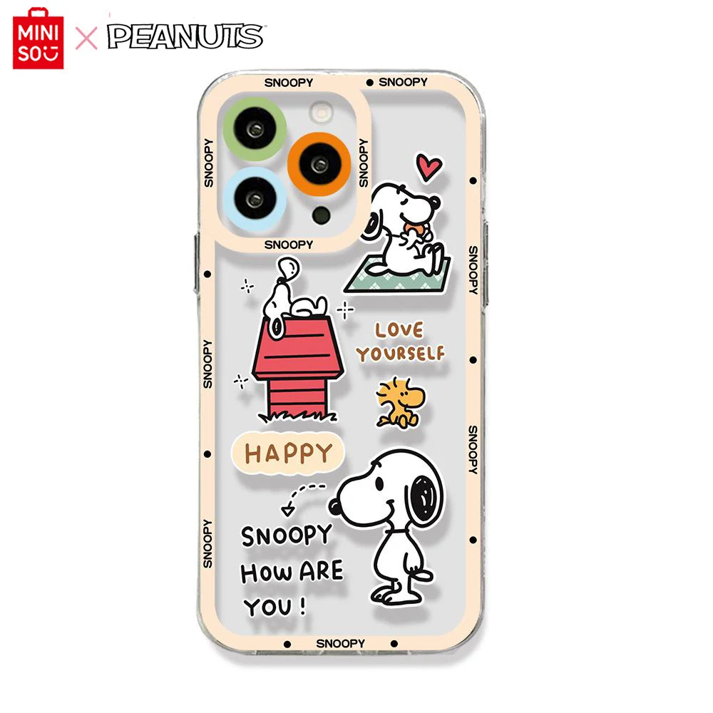 Miniso X PEANUTS Snoopy Phone Case Case For IPhone 16 15 14 13 12 11 Pro Max Mini XS X XR Plus Soft Angel Eyes Cover