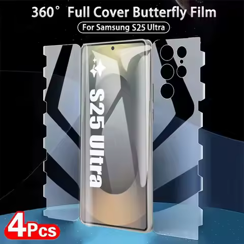 4PCS Butterfly Hydrogel Film For Samsung Galaxy S25 S24 S23 S22 S21 Ultra Plus FE Screen Protector For Samsung S25 Ultra Film